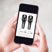 Elegant Gay Wedding Tuxedo Wasserfarbe Save The Date