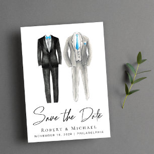 Elegant Gay Wedding Tuxedo Wasserfarben Save The Date