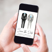 Elegant Gay Wedding Tuxedo Wasserfarben Save The Date