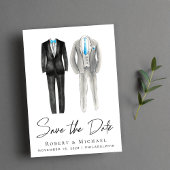 Elegant Gay Wedding Tuxedo Wasserfarben Save The Date