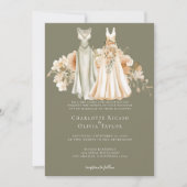 Elegant Gay Wedding Two Brils in Dress Einladung (Vorderseite)