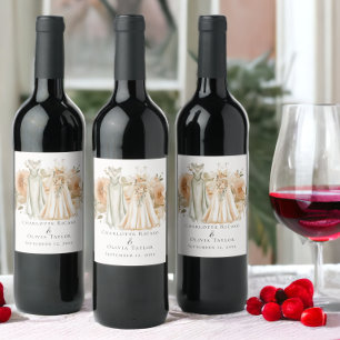 Elegant Gay Wedding Two Brils in Dress Weinetikett