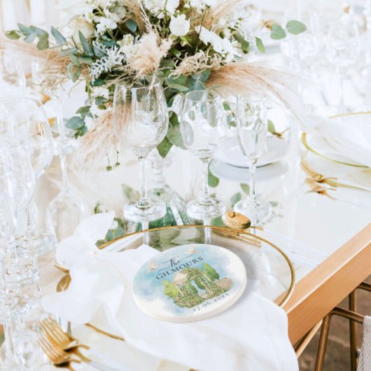 Elegant Gazebo | Blume taucht Hochzeit Luxus Getränkeuntersetzer