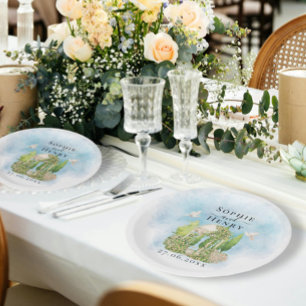 Elegant Gazebo   Blume taucht Hochzeit Luxus Pappteller