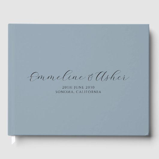 Elegant geben Sie Script Serif Custom Blue Gray We Gästebuch (Vorderseite)