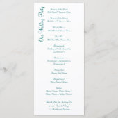 Elegant Geblüht Aquamarine Hochzeitsprogramme Programm (Rückseite)