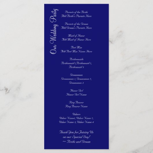 Elegant Geblüht Blue Wedding Programs Vorlagen (Rückseite)