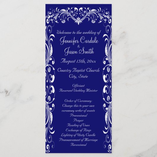 Elegant Geblüht Blue Wedding Programs Vorlagen (Vorderseite)