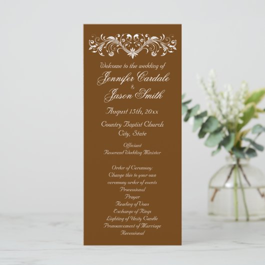 Elegant Geblüht Brown-Hochzeit im Herbst-Programme Programm (Stehend Vorderseite)