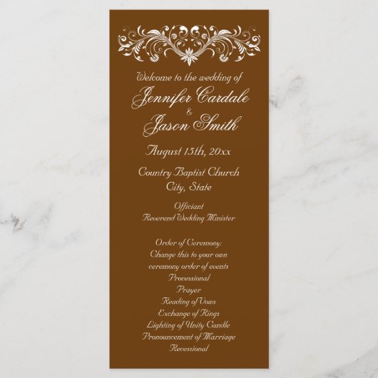 Elegant Geblüht Brown-Hochzeit im Herbst-Programme Programm (Vorderseite)