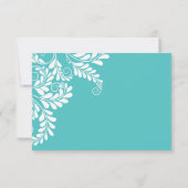 Elegant Geblüht Curly Türkise Wedding RSVP (Rückseite)