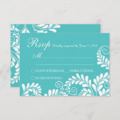 Elegant Geblüht Curly Türkise Wedding RSVP (Vorne/Hinten)