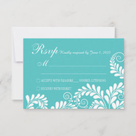 Elegant Geblüht Curly Türkise Wedding RSVP