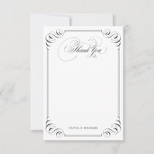 Elegant geblüht Kalligraphie Vintag vielen Dank Dankeskarte (Vorderseite)