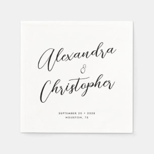 Elegant Geblüht Kalligraphienamen Hochzeit Serviette