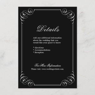 Elegant geblüht kalligraphische Hochzeitsdetails Begleitkarte