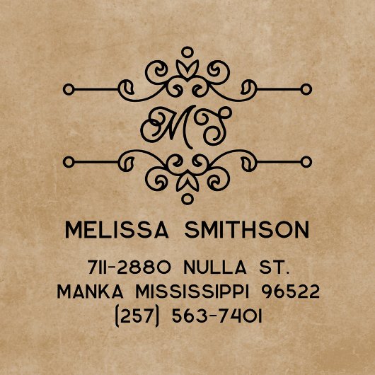 Elegant Geblüht Personalisierte Monogramm-Adresse Permastempel