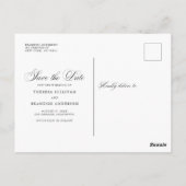 Elegant Geblüht Script-Foto Rette unser Datum Postkarte (Rückseite)