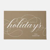 Elegant Geblüht Script Happy Holidays Gold Fußmatte (Vorderseite)