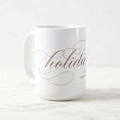 Elegant Geblüht Script Happy Holidays Gold Kaffeetasse (Vorderseite Links)