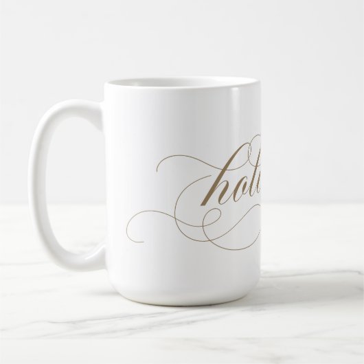 Elegant Geblüht Script Happy Holidays Gold Kaffeetasse (Links)