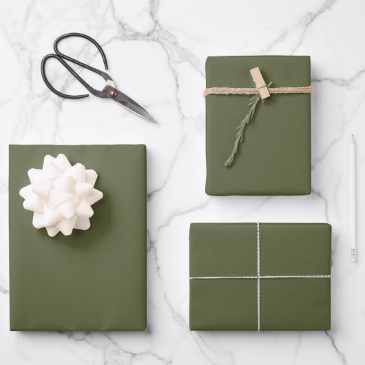 Elegant gedämmt grün Minimalistisch und elegant Geschenkpapier Set (Vorderseite)
