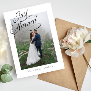 Elegant geheiratete Flitterwochen-Fotoankündigung Ankündigung