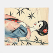 Elegant Geisha mit Bambus und Tintenpatterns Fleecedecke (Vorderseite (Horizontal))