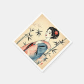 Elegant Geisha mit Bambus und Tintenpatterns Serviette (Ecke)