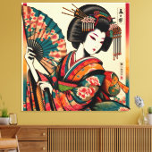 Elegant Geisha mit Fan in Ukiyo-e Art Leinwanddruck (Insitu (Wohnzimmer))