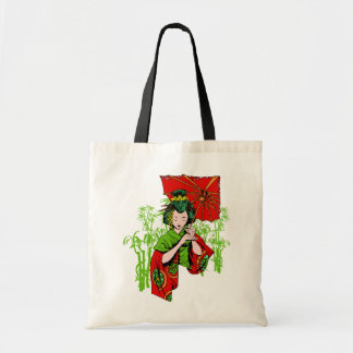 Elegant Geisha mit Parasoltasche Tragetasche