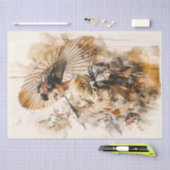 Elegant Geisha mit traditionellem Schirm Seidenpapier (Handwerk)