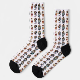Elegant Geisha Pattern - Watercolor and Vintage As Socken