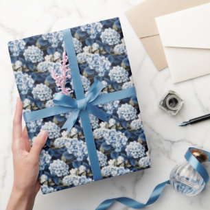 Elegant gekachelte blaue Hydrangea-Blume Geschenkpapier