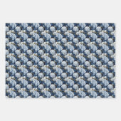 Elegant gekachelte blaue Hydrangea-Blume Geschenkpapier Set (Vorderseite 2)