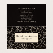 Elegant geklappte Visitenkarte Schwarz-weiß botani Visitenkarten (Außenseite Aufgefaltet)