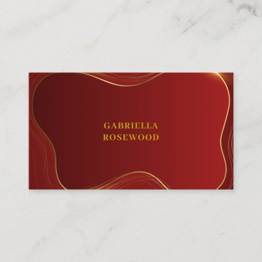 Elegant gekrönt Abstrakt Gold Red Visitenkarte (Vorderseite)