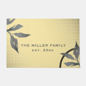 Elegant Gelb & Grau Familienname & Datum Doormat Fußmatte (Vorderseite)