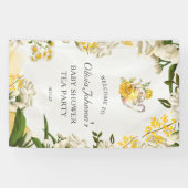 Elegant Gelb Grün Tee Party Babydusche Banner (Horizontal)