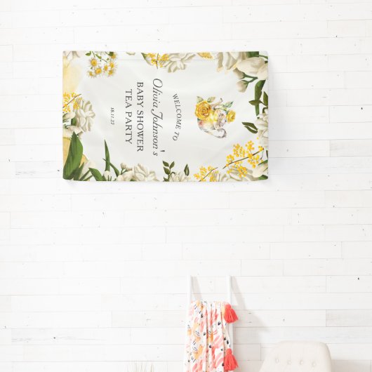 Elegant Gelb Grün Tee Party Babydusche Banner (InSitu)