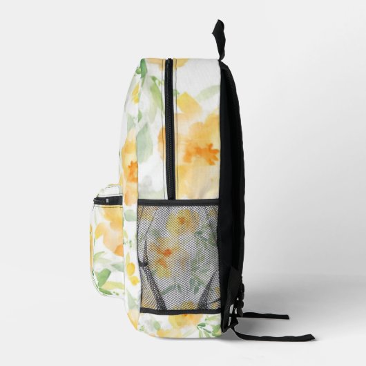 Elegant gelb pfirsichfarbene Aquarellblüte Bedruckter Rucksack (Rechts)