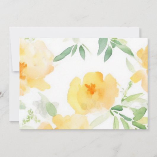 Elegant gelb pfirsichfarbene Aquarellblüte Einladung (Vorderseite)