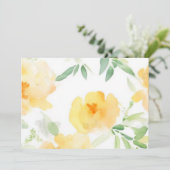 Elegant gelb pfirsichfarbene Aquarellblüte Einladung (Stehend Vorderseite)