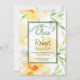 Elegant gelb pfirsichfarbene Aquarellblüte Einladung