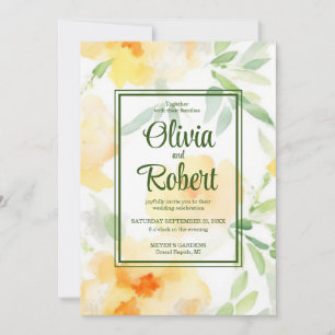 Elegant gelb pfirsichfarbene Aquarellblüte Einladung