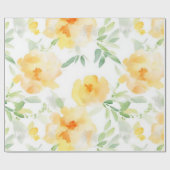 Elegant gelb pfirsichfarbene Aquarellblüte Geschenkpapier (Flach)