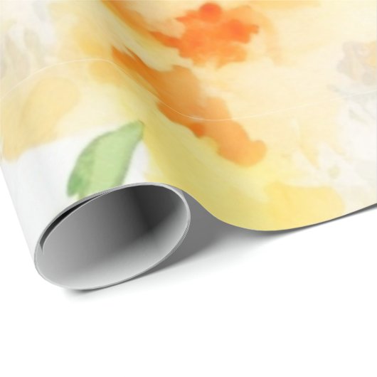 Elegant gelb pfirsichfarbene Aquarellblüte Geschenkpapier (Rolleneckpunkt)