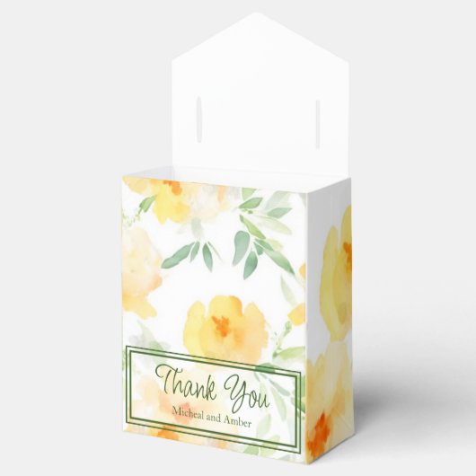 Elegant gelb pfirsichfarbene Aquarellblüte Geschenkschachtel (Geöffnet)