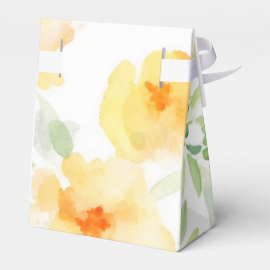 Elegant gelb pfirsichfarbene Aquarellblüte Geschenkschachtel (Rückseite)
