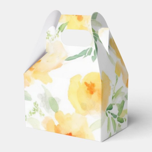 Elegant gelb pfirsichfarbene Aquarellblüte Geschenkschachtel (Rückseite)